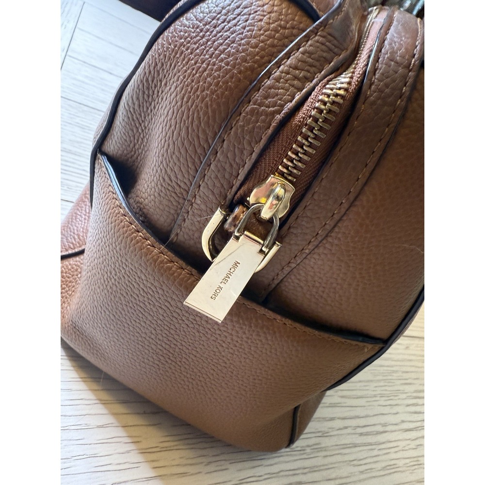 Michael Michael Kors Mercer Pebbled Brown Leather Double Handle Satchel Handbag‎ - Picture 5 of 16